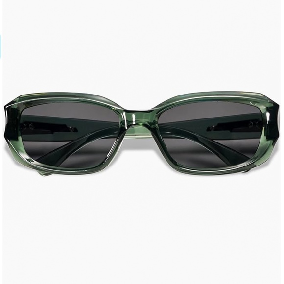 Y2K Mint Green Wrap Around Retro Wrap Trendy Rectangle Men Women Rave Sunglasses - Picture 3 of 5